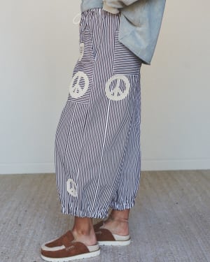 Peace Out Stripe Jeans - Burgundy L / Burgundy