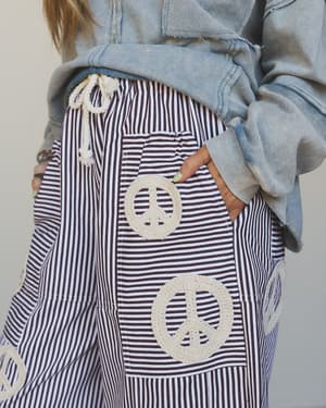 Peace Out Stripe Jeans - Burgundy L / Burgundy