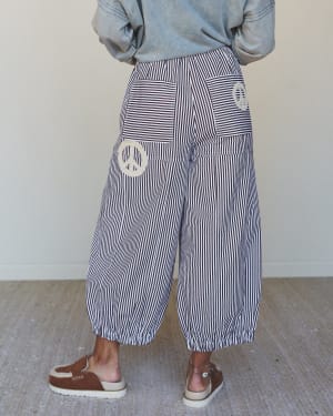 Peace Out Stripe Jeans - Burgundy L / Burgundy