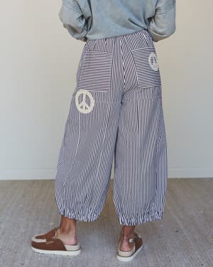 Peace Out Stripe Jeans - Burgundy L / Burgundy