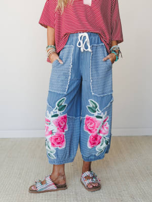 Floral and Lace Pants: undefined