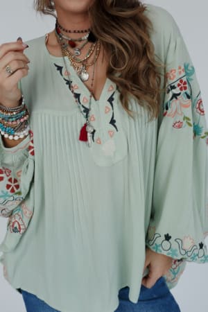 frida-embroidered-dolman-sleeve-top-mint-blue/Mint