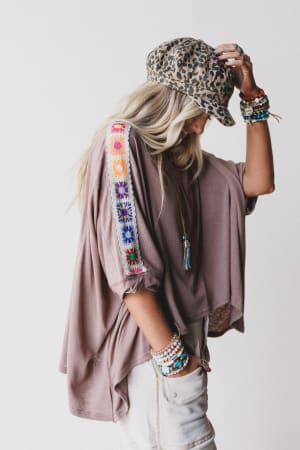 Riverbend Crochet Trim Top: undefined