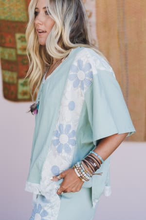 Sienna Fields Lace Trim Top: undefined