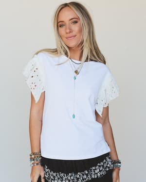 Elevate Basics Ruffled Top - White L / White