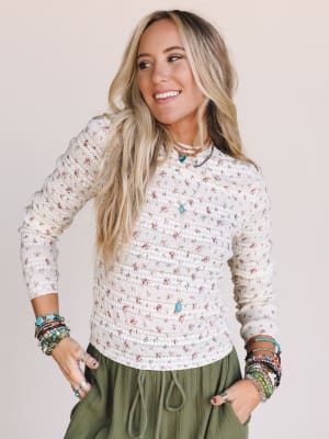Peach Blossom Floral Top: undefined