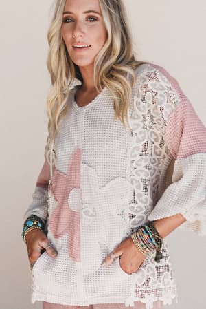 Lace Bliss Flower Patch Top: undefined