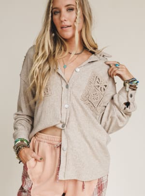 Rare Find Crochet Button Down Top: undefined