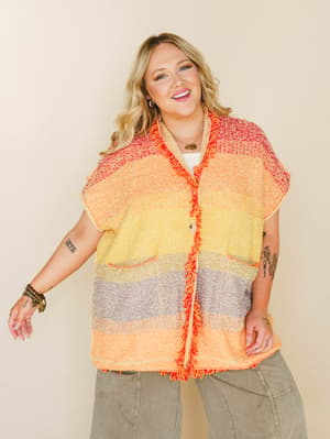 Desert Dune Sweater Duster - Orange Multi L/XL / Orange Multi