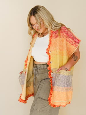 Desert Dune Sweater Duster - Orange Multi L/XL / Orange Multi