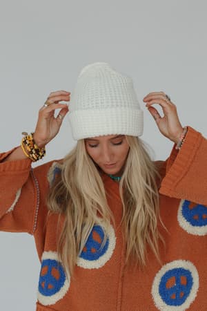maybelle-waffle-beanie-ivory/Ivory