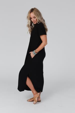 easy-days-maxi-slit-tee-dress-black/Black