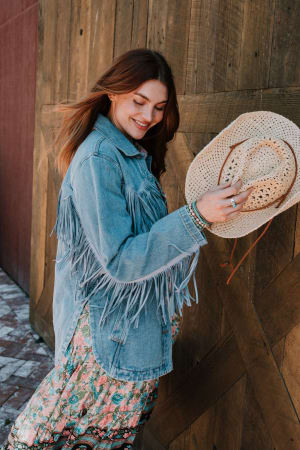 Jackson Hole Button Down Jacket in Denim from 3BN