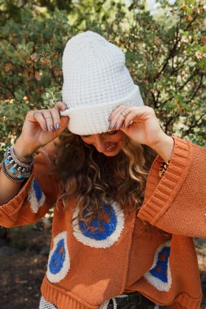 maybelle-waffle-beanie-ivory/Ivory