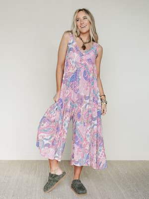 Leona Paisley Print Jumpsuit - Pink L / Pink