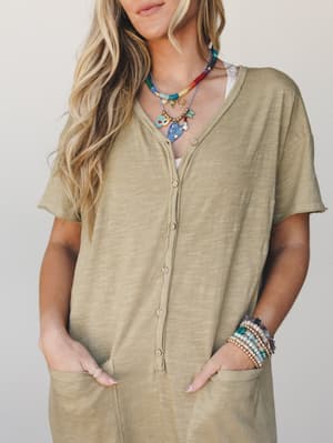 Posy Jumpsuit - Faded Olive L / Faded Olive