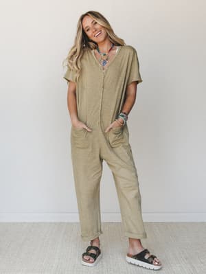 Posy Jumpsuit - Faded Olive L / Faded Olive