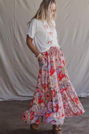 Floral Swirl Ruffled Pants: undefined