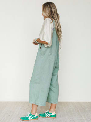 High Hopes Slouchy Denim Overalls - Sage L