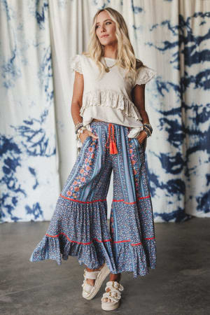 Kate Printed Wide Leg Pants: undefined
