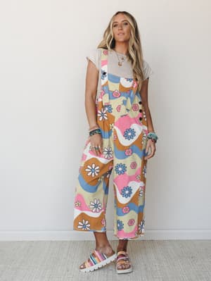 High Hopes Slouchy Denim Overalls - Pink Blue S / Pink Blue