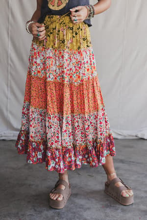 tatjana-printed-maxi-skirt-orange/Orange