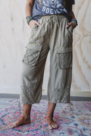 Adriana Crochet Mix Joggers: undefined