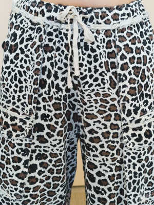 Lucky One Animal Print Cargo Pants - Natural L / Brown
