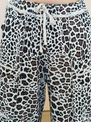 Lucky One Animal Print Cargo Pants - Natural L / Brown