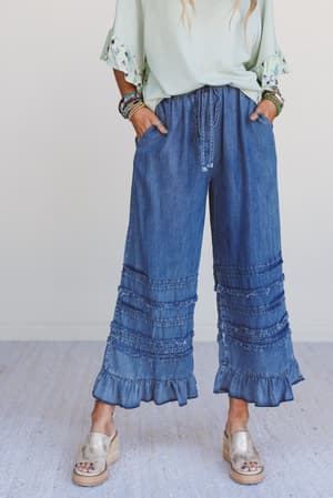 Endless Journey Ruffled Hem Pants: undefined