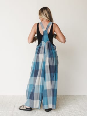 Delyah Plaid Pattern Overalls - Denim Mix S / Denim Mix