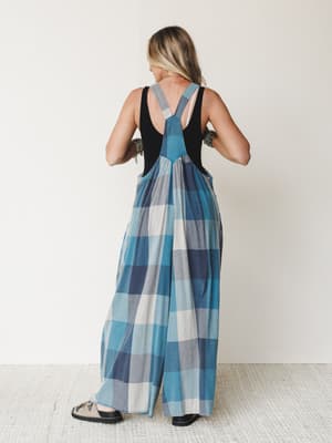 Delyah Plaid Pattern Overalls - Denim Mix S / Denim Mix