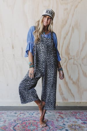 High Hopes Leopard Print Overalls: undefined