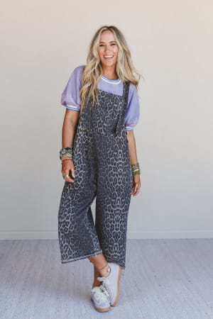 High Hopes Leopard Print Overalls: undefined