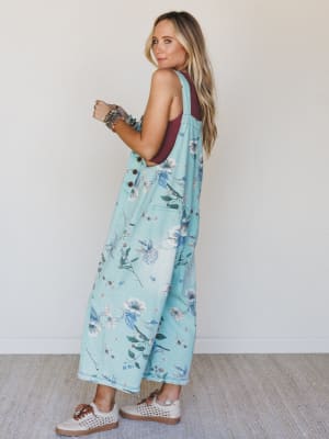 High Hopes Slouchy Denim Overalls- Mint M / Mint