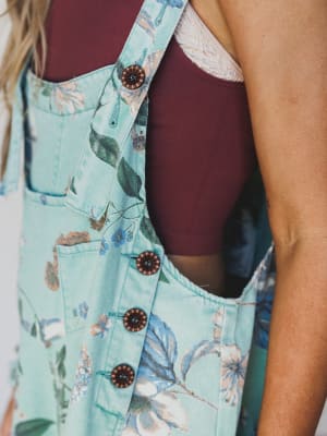 High Hopes Slouchy Denim Overalls- Mint M / Mint