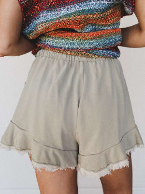 Jane Frayed Shorts - Olive L / Olive