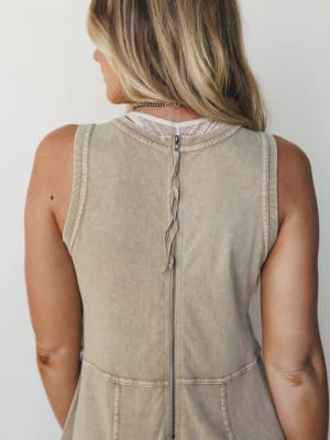 Turning Point Washed Cargo Jumpsuit - Latte S / Latte