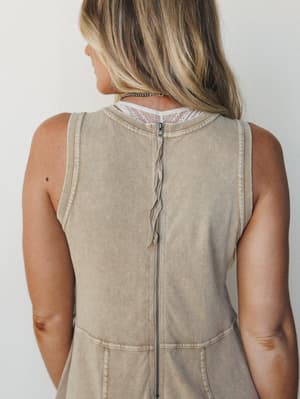 Turning Point Washed Cargo Jumpsuit - Latte S / Latte