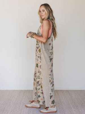 Floral Daylight Jumpsuit - Olive Grey L / Olive Grey