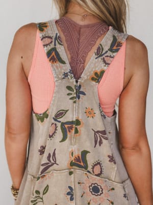 Floral Daylight Jumpsuit - Olive Grey L / Olive Grey