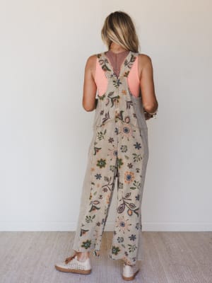 Floral Daylight Jumpsuit - Olive Grey L / Olive Grey