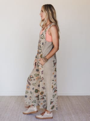Floral Daylight Jumpsuit - Olive Grey L / Olive Grey
