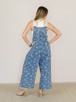 Floral Frenzy Jumpsuit - Washed Denim S / Washed Denim