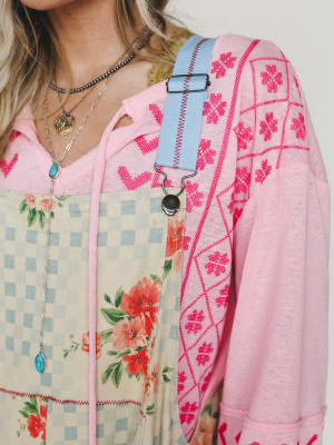 Whimsy Flower Overalls - Khaki L / Khaki