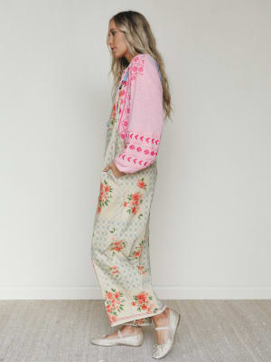 Whimsy Flower Overalls - Khaki L / Khaki