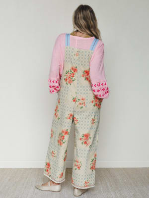 Whimsy Flower Overalls - Khaki L / Khaki