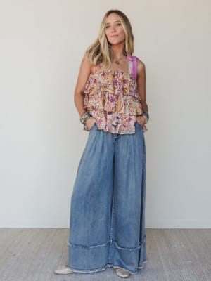 Far Out Wide Leg Jeans - Washed Denim L / Washed Denim