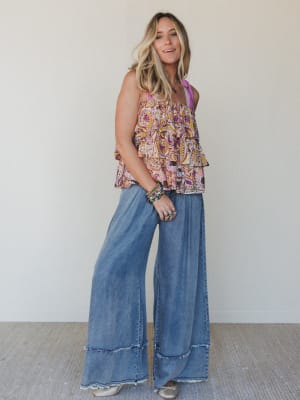 Far Out Wide Leg Jeans - Washed Denim L / Washed Denim