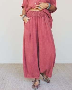 Pure Soul Linen Pants - Boho Red L / Boho Red